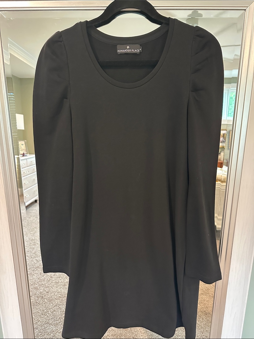 Pomander Place Black Scoop Neck Long Sleeve Dress